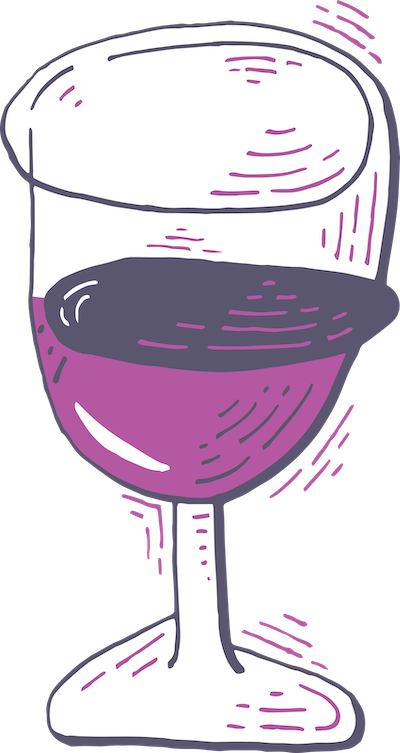 Roadhouse Illustrated Wine Glass with Purple Liquid Drawn